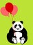 Happy Valentines Day Panda Bear Holding Balloons