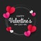 Happy valentines day paper cut style with colorful heart shape in black background