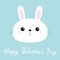 Happy Valentines Day. Rabbit bunny head face round icon. Cute cartoon kawaii funny baby kids character. Happy Easter. Farm animal