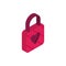 Happy valentines day red padlock shape heart isometric icon