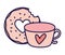 Happy valentines day sweet bite donut and coffee cup