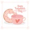 Happy valentines day sweet bite donut and coffee cup card