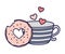 Happy valentines day sweet bite donut and coffee cup card