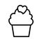 Happy valentines day, sweet cupcake heart love snack thick line