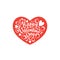 Happy Valentines day text Lettering heart shape