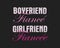 Happy Valentines Day typography logo emblem. Boyfriend Fiance, Girlfriend Fiancee text. Holiday print for t-shirt