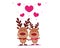 Happy Valentines`s Day. Deer in love stand together. Valentine`s Day greeting card.vector illustration in flat style