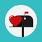 Happy valentineâ€™s day concept decorative with red heart and black mailbox