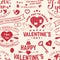 Happy Valenyines day background or wallpaper. Vector. Design for banner, print with heart and key, bird, amur, arrow