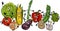 Happy vegetables group cartoon illustration