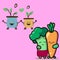 Happy vegetables pots vector graphics