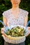 Happy vegetarian woman with salad