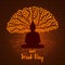 Happy Vesak Day card of buddha and bodhi tree