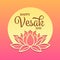 Happy vesak day text on circle full moon and lotus sign banner vector design