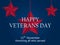 Happy Veterans Day 11th of November. Honoring all who served. Red five-pointed star on blue background. Vector