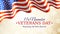 Happy veterans day banner, waving american flag on golden bokeh background. US national day november 11. Poster, typography design