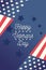 Happy veterans day, flags in corners blue stars background letters