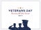 Happy Veterans Day. Greeting card with soldier on background. National American holiday event. Flat vector illustration EPS10