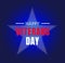 Happy Veterans day greeting card with text and star symbol on blue background. - Vector illustration