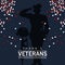 Happy veterans day lettering in poster with officer military and helmet in rifle