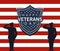 Happy veterans day lettering in poster with officers military and shield