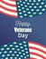 Happy veterans day, waving flags lettering celebration patriotism card