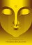 Happy visakha bucha Vesak day with abstract gold face Buddha statue vector design