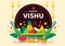 Happy Vishu Festival Vector Illustration with Krishna,Traditional Kerala Kani, Fruits and Vegetables in National Holiday