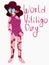 Happy vitiligo girl. World vitiligo day card.