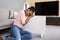 Happy Warm Woman Near Radiator