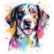 Happy Watercolor Dog Art with a White Background