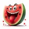 Happy Watermelon Cartoon. Generative AI
