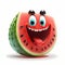 Happy Watermelon Cartoon. Generative AI