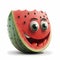 Happy Watermelon Cartoon. Generative AI