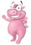 Happy Waving Pig Character.