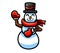 Happy Waving Snowman With a Top Hat