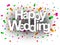 Happy Wedding text with confetti