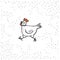 Happy white hen spring holiday Easter time illustration on white dotted background