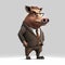 Happy Wild Boar Businessman. Generative AI