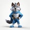 Happy Wolf: Playful 3d Cartoon Character With Superhero Cape And Helmet