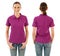 Happy woman with blank purple polo shirt