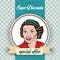 Happy woman, commercial retro clipart illustration