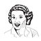 Happy woman, commercial retro clipart illustration