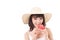 Happy woman hand holding watermelon, summer time concept