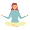 Happy woman icon cartoon vector. Meditate girl