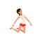Happy woman in jumping action. Young girl with joyful face expression. Isolated flat vector design