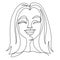 Happy Woman Laughing One Line Art Portrait. Joyful Female Facial Expression. Hand Drawn Linear Woman Silhouette