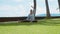 Happy woman makes yoga practice in lotus pose, stretch on the ocean beach on island Bali, beautiful background and nature sounds