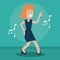 happy woman music dancing