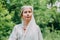 happy woman pagan priestess prepared for the ceremony. old faith in our time. seasons, summer.